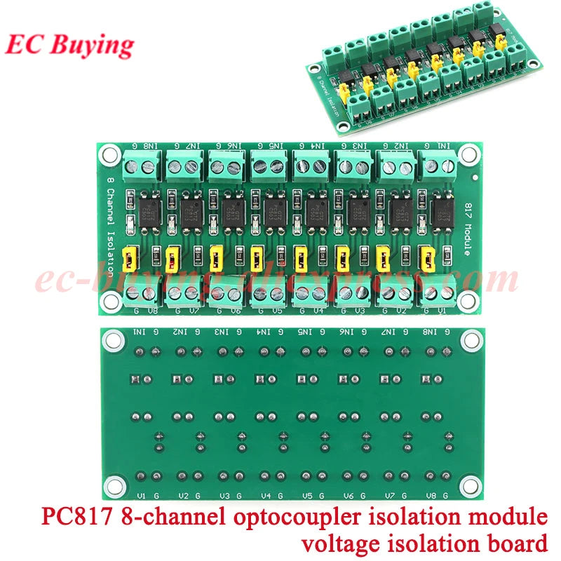 EL817 PC817 1 2 4 8 Way Channel Optocoupler Isolation Module PLC 3V-5V 12V 24V Photoelectric Isolator Optical Coupler Board