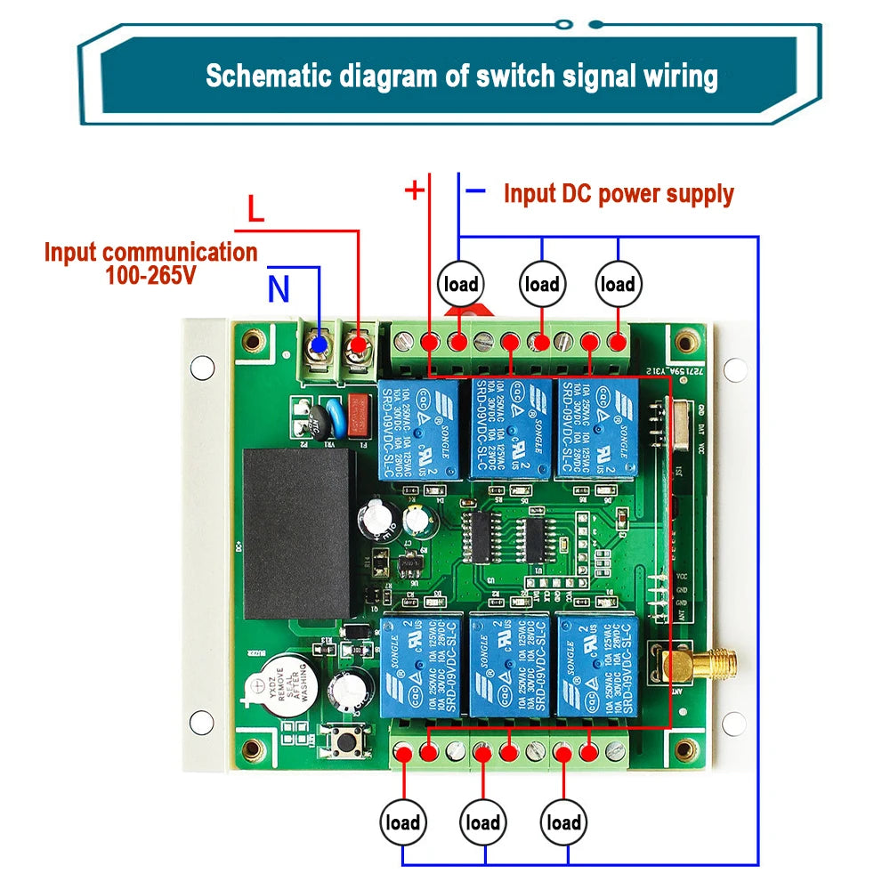 6/8CH Wireless Remote Control Switch AC 220V 100V-265V 10A Relay 6/8 Channels 433MHz Industrial Controller Receiver Transmitter
