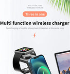 3 in 1 Wireless Charger Stand Fast Charging Dock Station for iPhone 15 14 13 12 11 X 8 Apple Watch 8 7 6 iWatch Airpods Pro