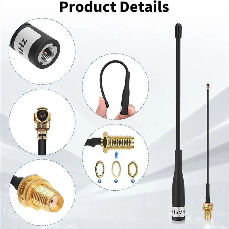 FULL-915Mhz Lora Antenna 10Dbi Gain, Long Range Omni SMA Male With Cable For Meshtastic 2Pcs