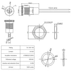 5Pcs Waterproof IP68 DC Power Socket 5521 5525 5A DC Female Jack Panel Mount Solder Connector with Cable Wire 15cm