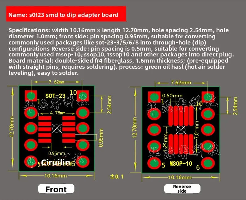 5PCS PCB Board SMD Turn To DIP Adapter Converter Plate SOP 8/16/14/20/24/28P SOT89 SOT23 SOT223 TO DIP SOP/MSOP/TSSOP