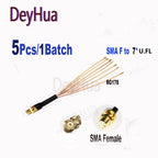 5pcs SMA to 6xU,FL Splitter SMA Female to 2 3 4 5 6 X U.fl UFL1 Female1 RG178 Cable WIFI Antenna Extension Jumper Pigtail