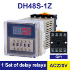 DH48S-S 12V Time Relay 220VAC 24VDC Repeat Cycle SPDT with Socket DH48S Series Delay Timer with Base