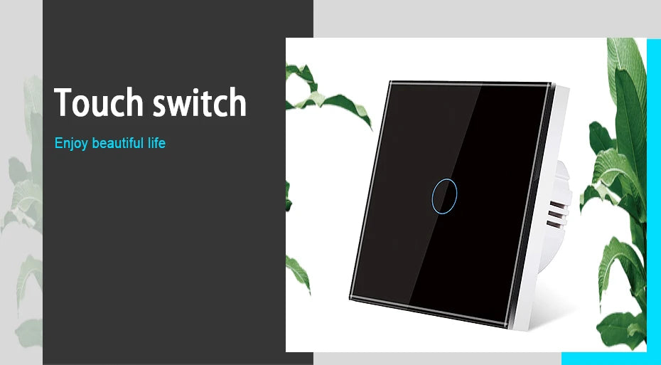 AXUS EU Touch Switch  AC100-240V Power LED 1/2/3 Gang Crystal Glass Panel Wall Lamp Light Switch Sensor Switches Interruttore