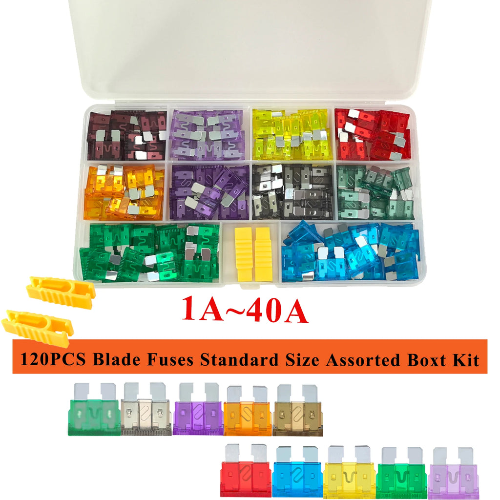 120Pcs Standard Auto Fuse Kit-ATO/ATC Blade Fuse Assortment (1A-35A) for Car Truck SUV Electrical Repair Replacement Electrical