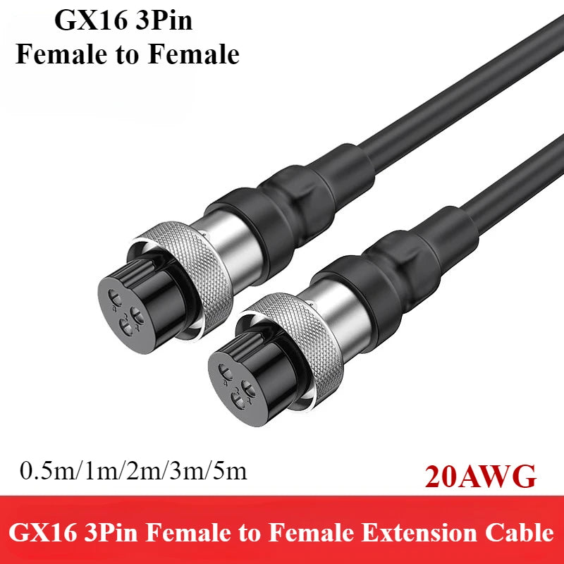 GX16 2/3/4 Pin Aviation Plug Male Female Wire Connector Extension Cable GX16 2/3/4 Core Ribbon Aviation Plug Power Cord Adapter