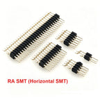 100pcs 1.27mm 2*2/3/4/5/6/8/40/50P Double Row Straight/RA 90d/Vertical SMD/Horizontal RASMT Gold-Plated Rohs PCB Male Pin Header