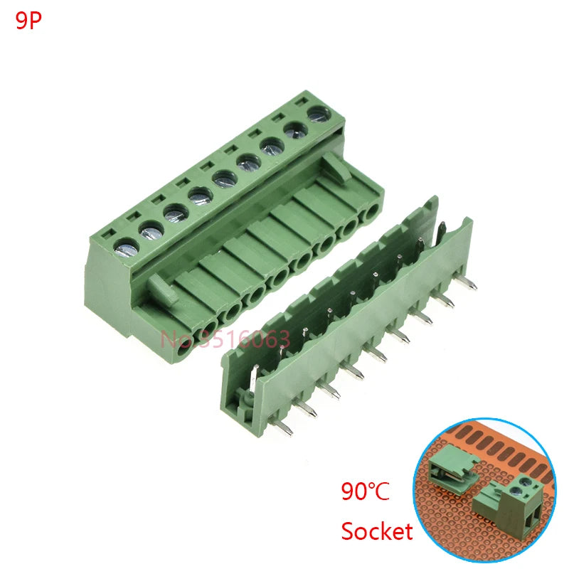 10Sets 2edg 2/3/4/5/6/7/8/9 Pin Screw Terminal Block Connector 5.08mm Pitch Plug + Straight Pin Header Socket For Pcb 2p 3p 4p