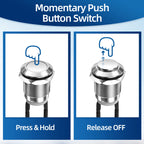 DaierTek 6PCS 12mm Momentary Push Button Switch 12V Metal Waterproof Pushbutton Switch Silver Normally Open (ON) Off 2 Pin SPST