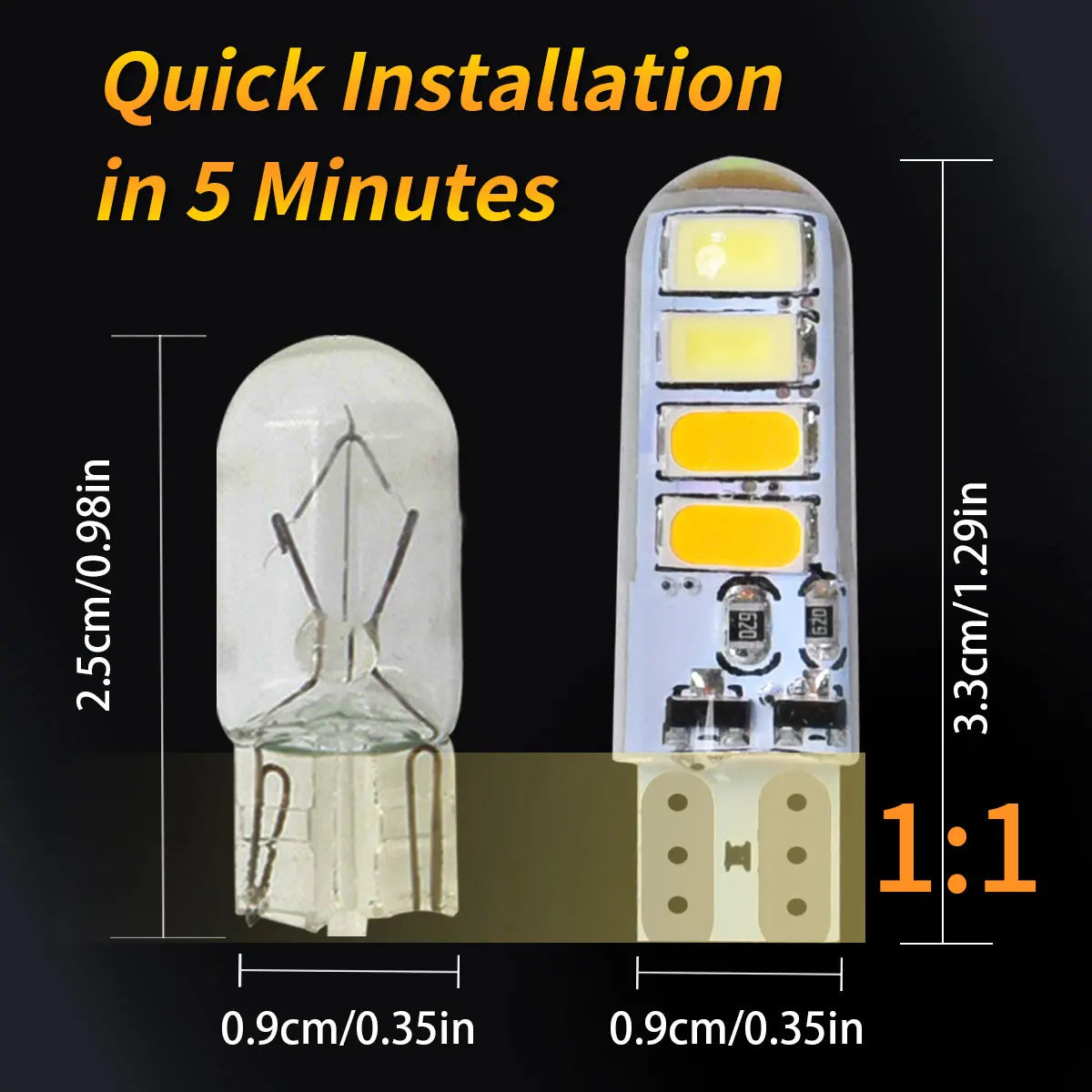 2 Pcs LED Bulbs 12V/24V 5730 Chips T10 W5W WY5W Two Tone Strobe Lights For Car/Truck Parking Drive Wedge Reading Brake Light