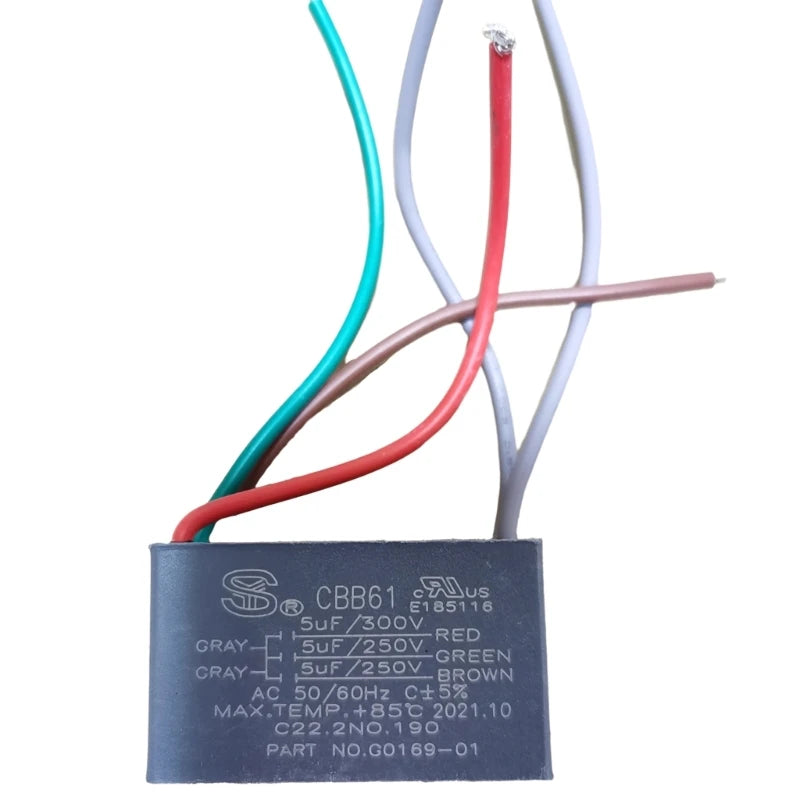 Ceiling Fan Capacitor CBB61 4.5+6+5UF 4.5+6+6UF 5+5+5UF 4+4+2.5UF 4+5+6UF 5 Wire 250V 50/60Hz Motor Running Capacitor