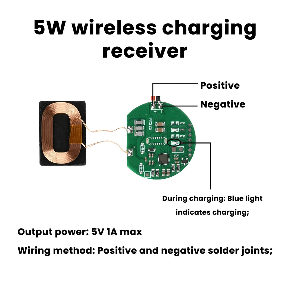 5W Wireless Charging Receiver Module Coil Circuit Board Type C 5V Fast Charging Wireless Charger PCBA DIY Standard Accessories