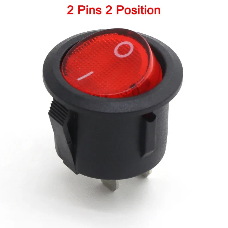 1~300pcs KCD1 LED Rocker Switch Round 2/3Pin ON-OFF-ON 2/3 Position 6A/250VAC 10A/125VAC SPST 23mm Car Push Button Switches