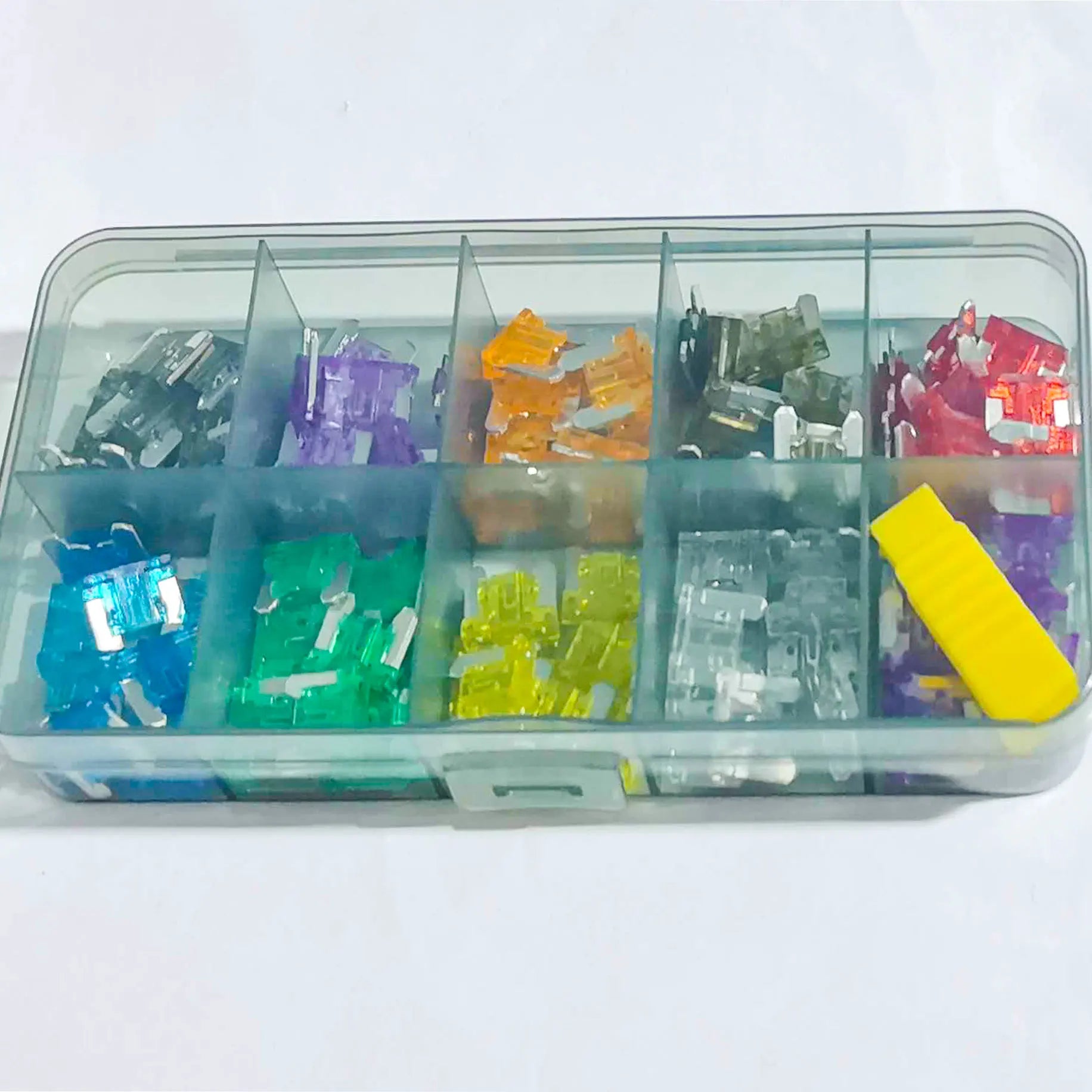 50pcs 100pcs Car Fuse Assortment Set 10 Sizes 2-35A Profile Medium Mini Micro Blade Type Fuses with Storage Box for Auto Truck