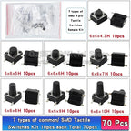 20pcs SMD Tactile Switch 6*6*4.3mm 6x6x5/6/7/8/9/10/11/12/13/14mm 6X6 4-Pin SMT Induction Oven Touch Tactile Button Micro Switch