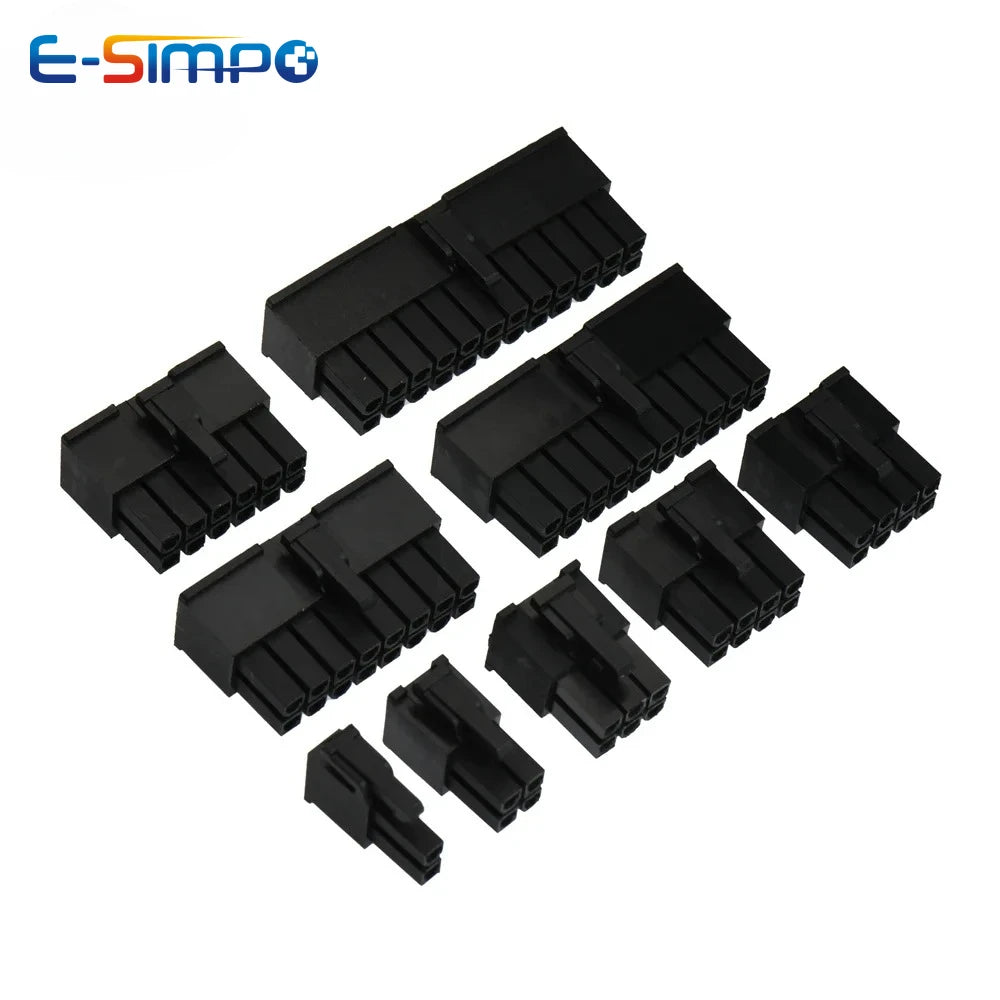 10Sets 4.2mm 5557 Black Automotive Wire Connector Male Shell+Female Terminal 2-24 Pin for PC/Computer Graphics Card PCI-E Power