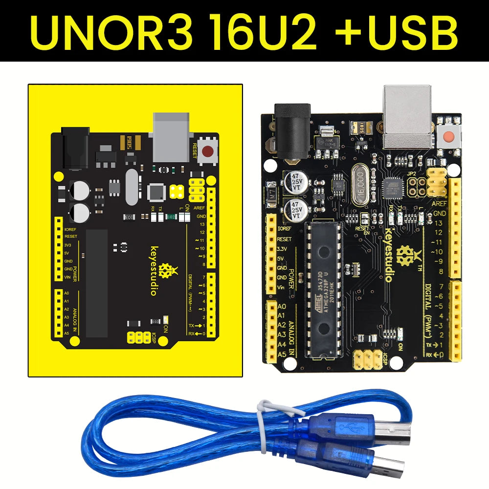 Keyestudio WIFI UNOR3 Development Board ATMEGA16U2/ ATMEGA328P/CP2102 +USB Cable With  Gift Box Compatible With Arduino Uno R3