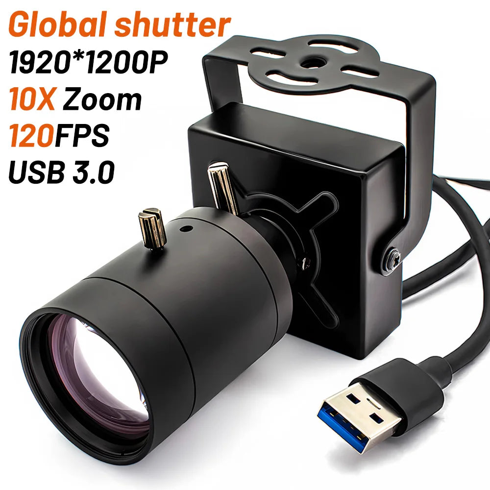 USB3.0 Global Shutter Camera 2.3MP 120FPS Industrial Metal Box With Varifocal Lens Plug And Play For Meeting Document Scanning