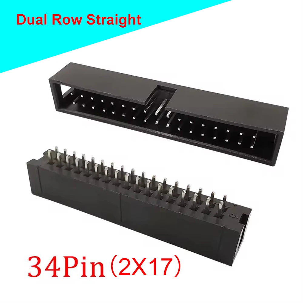 10Pcs IDC Box Header 6/8/10/12/14/16/18/20/24/26/30/34/40/50Pin Connector IDC Sockets 2.54mm Pitch Dual Row Straight DC3 Sockets