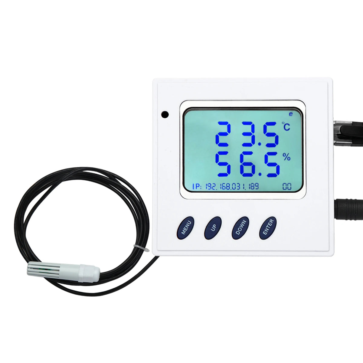 High Accuracy POE RJ45 Ethernet Temperature Humidity Sensor with Large LCD Display SNMP V1/TCP/UDP IP Network Monitoring Support