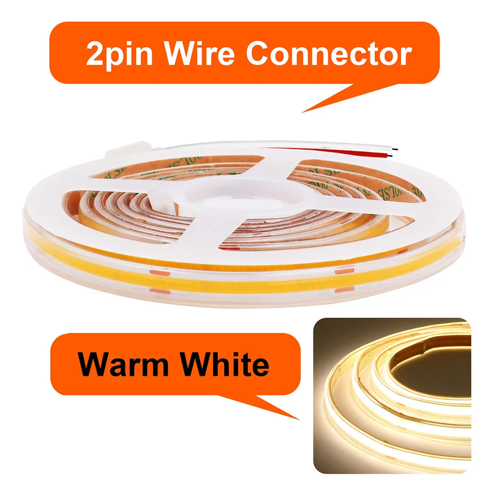 12V 24V Waterproof COB LED Strip Light 3000K 4000K 6000K IP67 Flexible Led Tape 480LEDs/m 5m 10m 20m 0.5m 1m 2m Linear Lighting