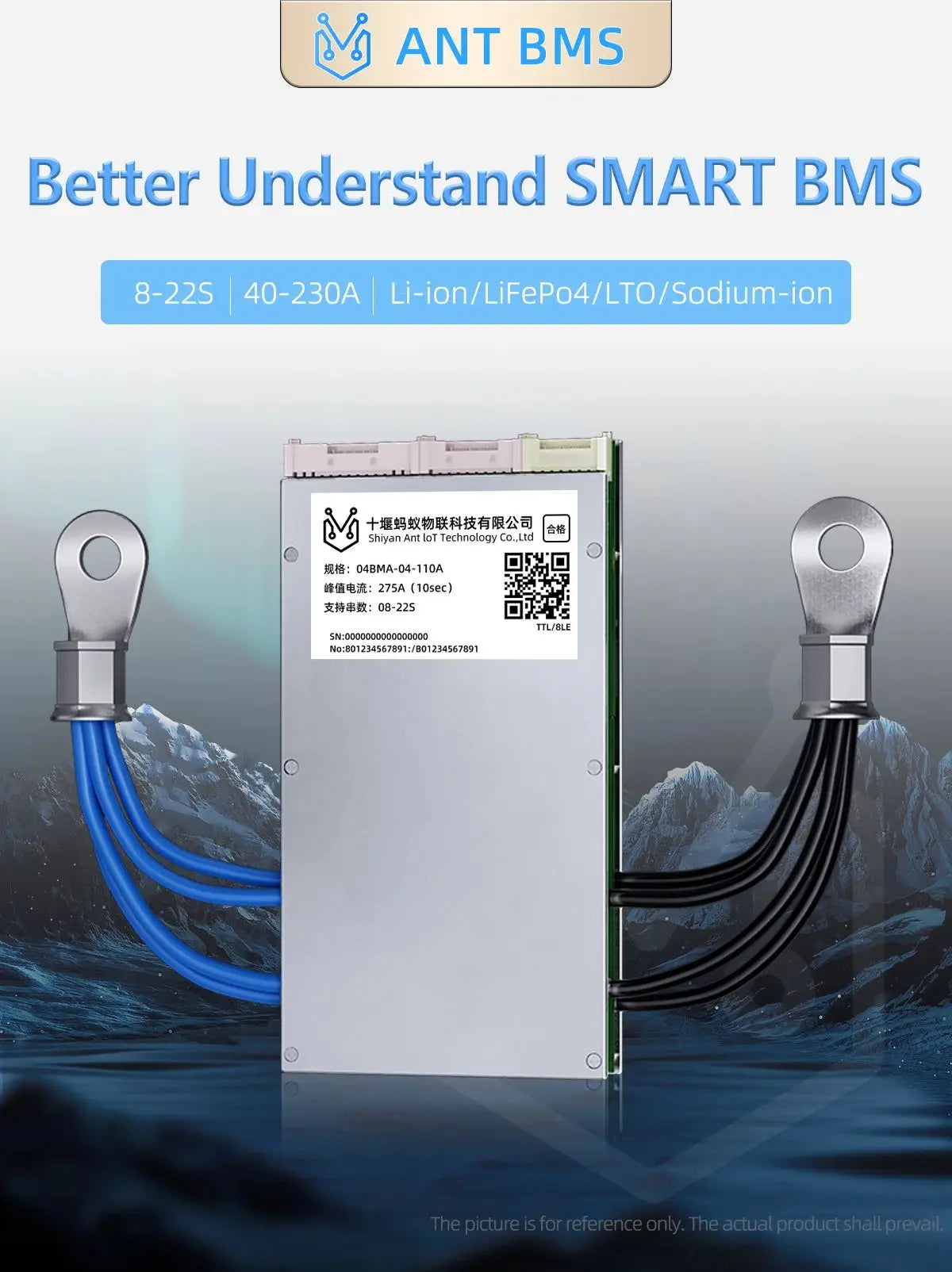 ANT BMS 8-22S 24-72V Smart BMS with BT UART App Control  for Lifepo4/Li-ion/LTO Free Software  40A 80A 110A 130A 170A 220A 340A