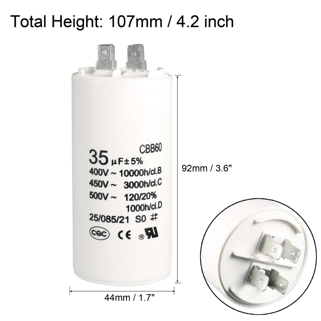 1Pcs CBB60 Run Capacitor 8uF-80uF 450V AC Double Insert 50/60Hz Cylinder White for Air Compressor Water Pump Motor