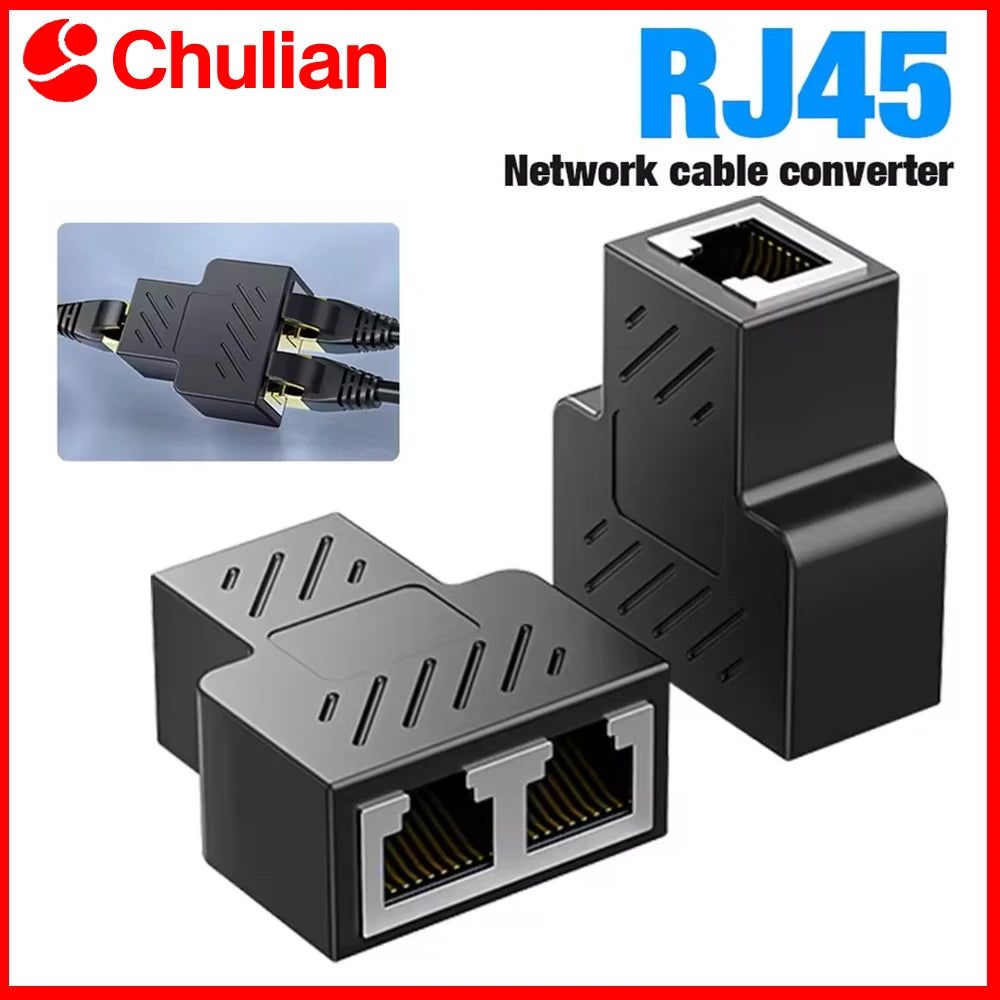 RJ45 Splitter 1 to 2 Ethernet Adapter Internet Network Cable Extender RJ45 Connector Coupler for PC TV Box Router High Quality