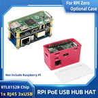 Raspberry Pi PoE Ethernet USB HUB HAT 3 X USB 2.0 Ports RJ45 802.3af RTL8152B Compatible for Raspberry Pi Zero W WH 1.3