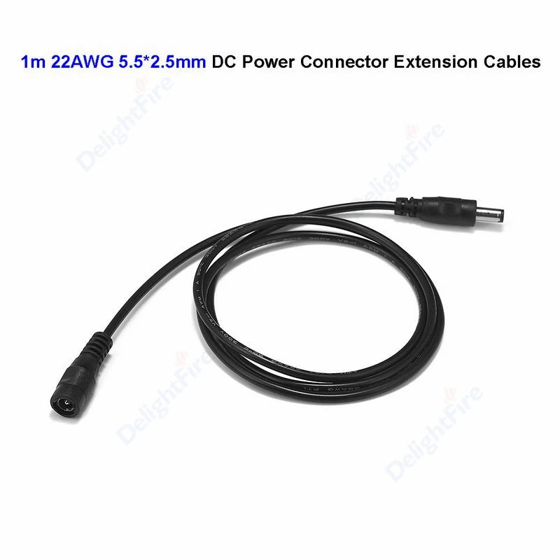 5.5 2.5mm DC Extension Cable 1m 1.5m 2m 3m 5m Jack Plug Connector 5V 12V 24V DC Power Cord For CCTV Camera LED Strip Router
