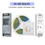 5M 10M 20M COB CCT LED Strip 24V Flexible High Density Dimmable Room Light 2.4G RF Touch Remote Control Dual White 2700K-6500K