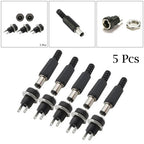 5 Pairs DC 12V Male Jack Plug Female Socket Panel Mount Power Connectors Terminals Blocks Electrical Equipment Supplies