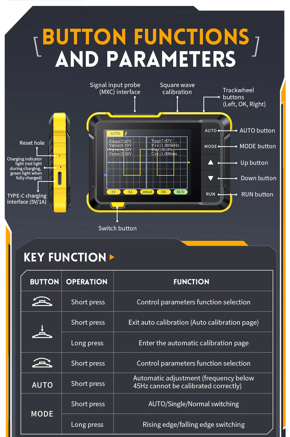 FNIRSI DSO152 TC3 Handheld Digital Oscilloscope With 200KHz/500kHz Bandwidth Supporting LCR Detection Signal Generator PWM Outpu
