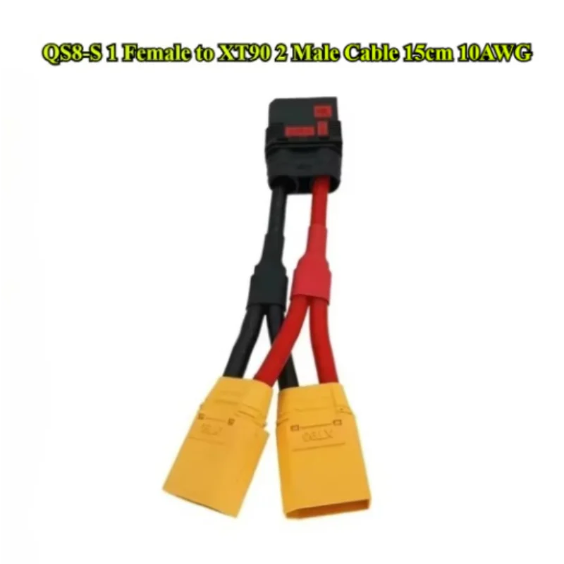 1/2Pcs QS8‑S Anti‑Spark Female To Dual XT90 Male Y‑Cable 10AWG 10cm Silicone Wire for RC Lipo Battery Charger DIY