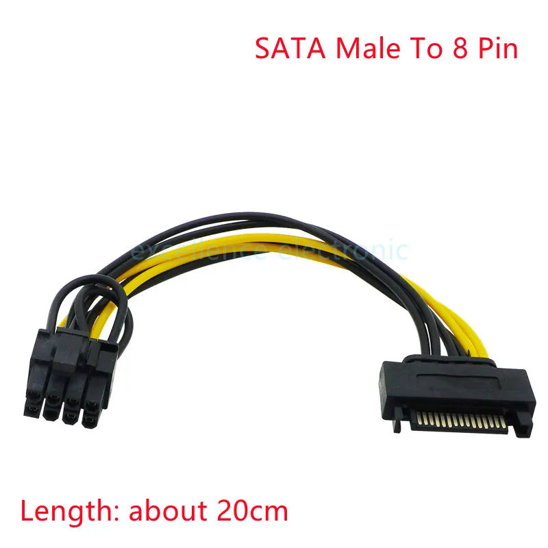 1PCS SATA Hard Drive Power Cable 15 Pin Male to Female Extension Data Cable PH/XH/VH Sata to 4/6P 8P Graphics Card Power Cable