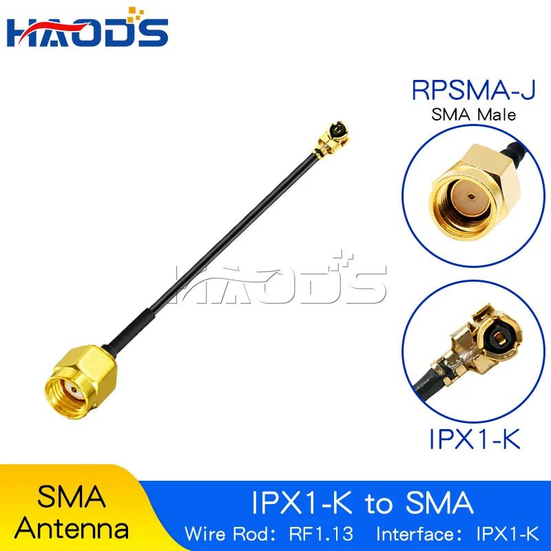 5PCS IPX to SMA Connector Cable SMA Male to uFL/u.FL/IPX to SMA Female RF1.13 RF Coaxial WIFI Antenna Pigtail Extension Cable