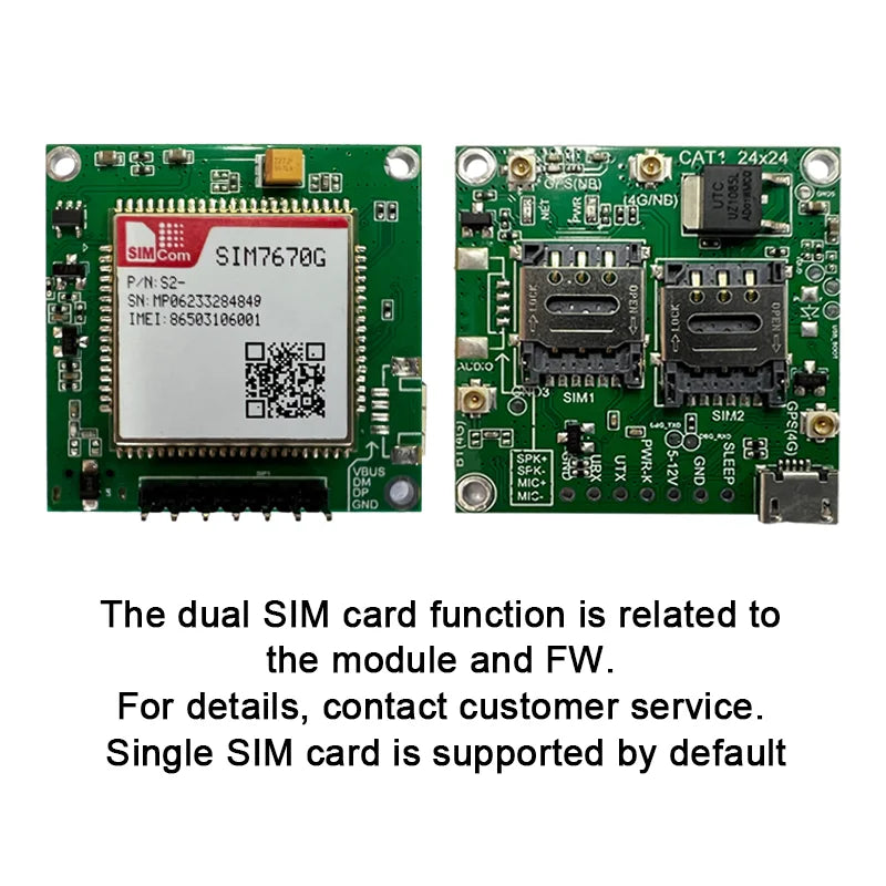 SIM7670G SIM7672G Development Core Board 4G+GNSS LTE CAT1 Module Global Bands Breakout Kit with Antenna Support LTE-FDD/LTE-TDD