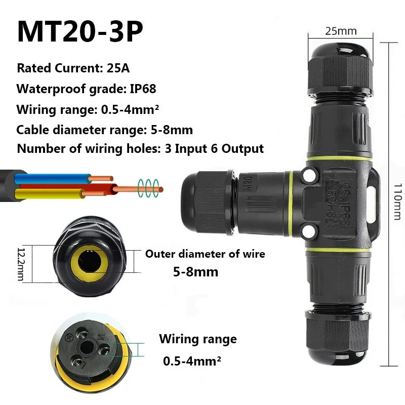 IP68 Waterproof Joint Wire Quick Connection Connector 2 3 4 Pin Solderless LED Lamp Electric Wiring Outdoor Rainproof Terminal