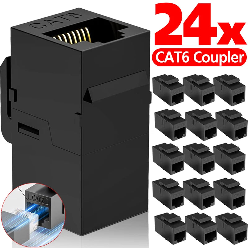 1-24PCS Cat6 RJ45 Keystone Coupler Network Ethernet Dual Straight Head Lan Cable Connectors Internet CAT 6 6a Extender Plug