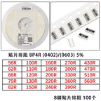 100pcs 0603*4 8P4R 2*4P 1608 Network Resistor SMD Array 0R 22R 33R 47R 100R 150R 200R 220R 300R 330R 390R 470R 510R Ohm 1608