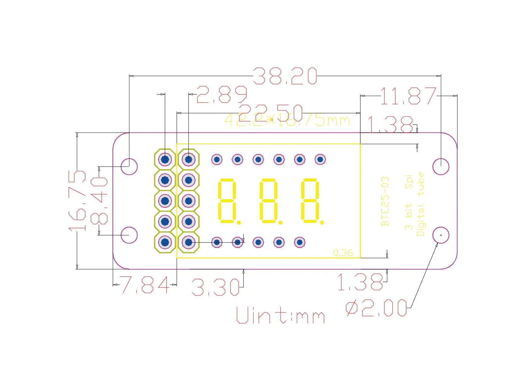 MAX7219 0.36 Inch 3 Bits Digital LED Display 7 Segment Module Unwelded 6 Color Available for Arduino STM32 STC AVR ESP32