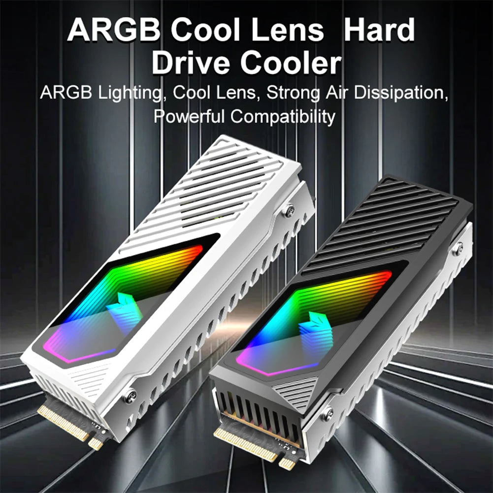 M.2 2280 SSD Heatsink SSD Aluminum Alloy 5V 3 Pin ARGB Radiator Built-in Cooling Fan Hard Drive Heatsink M.2 Radiator Cooler