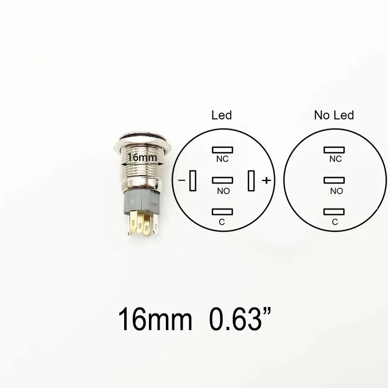 Push Button Switch Electric Waterproof Power 6v 12v Led Light Momentary on Off 8/10/12/16/19/22/25/30mm Micro Pressure Switches