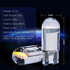 10 Pcs Car LED T10 W5W Canbus Glass COB 6000k Reading Dome Lamp Marker Wedge License PlateLight Bulb 168 194 192 DC 12V White