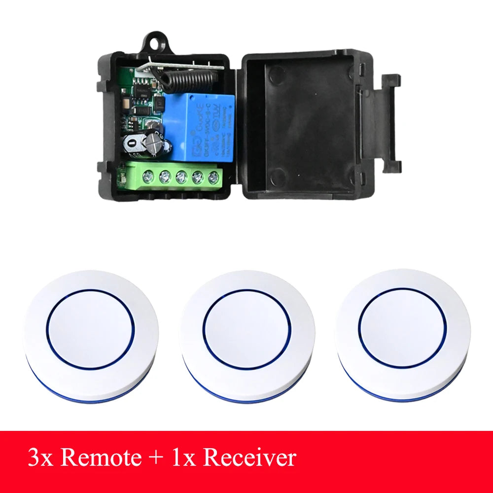 CENFAYA DC 6V 9V 12V 24V Wireless RF Relay Module Remote Control Switch 433Mhz Round Button Kit for LED Lamp Bulb Gate Door Fan