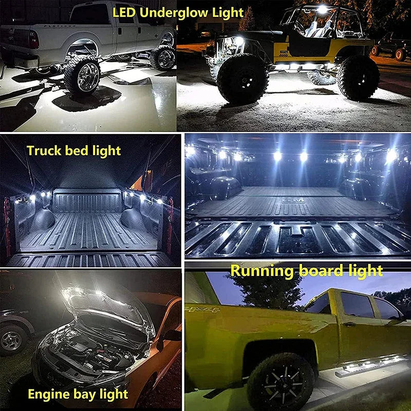 8Pcs Car LED Lights 6000K Truck Bed Lighting 5730 48 SMD LEDs Light Waterproof For RV Boat Cargo Pickup For Toyota/Tundra/Chevy