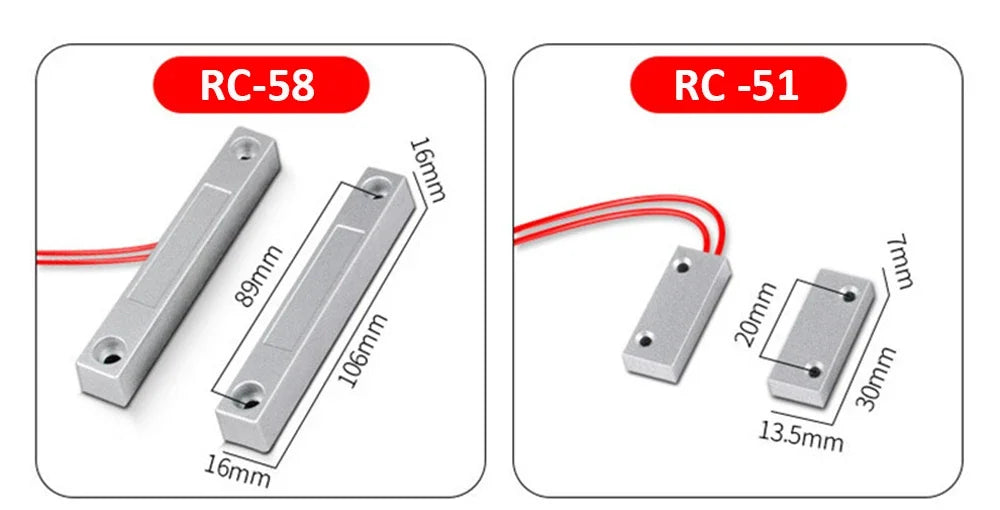 NC Door Sensor Metal Wired Roller Shutter Door Magnetic Contact Reed Switch for Security Alarm System