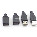 10 Sets DIY USB 2.0 Type-A Male Connector - 4-Pin Solder-Type Black Plastic Shell Adapter for Data Connection
