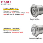 16mm Metal Push Button Switch Ring Lamp Power Symbol Buttons Waterproof Flat Head Momentary Latching LED Light Self-lock 1NO1NC